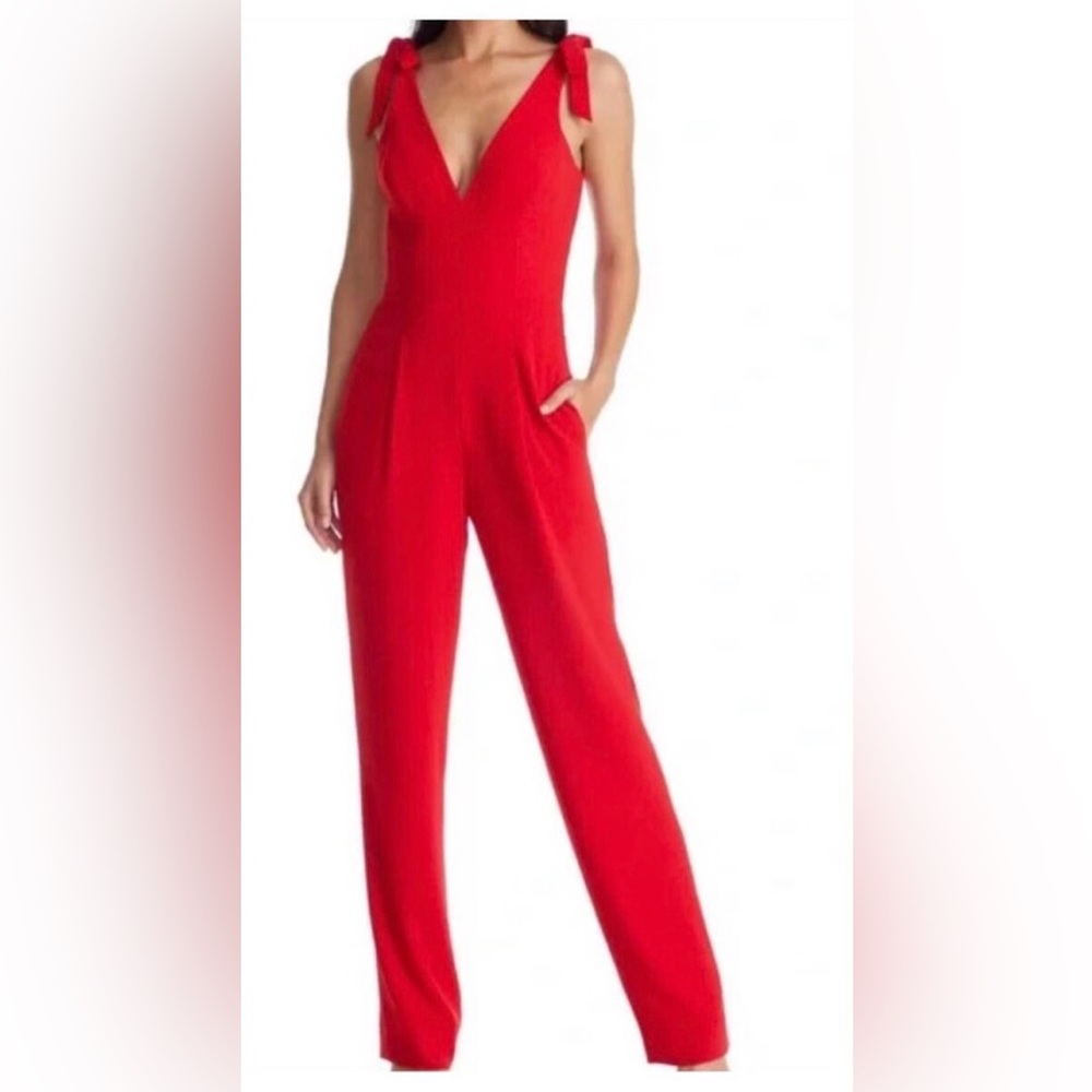 Dress the Population red jumpsuit